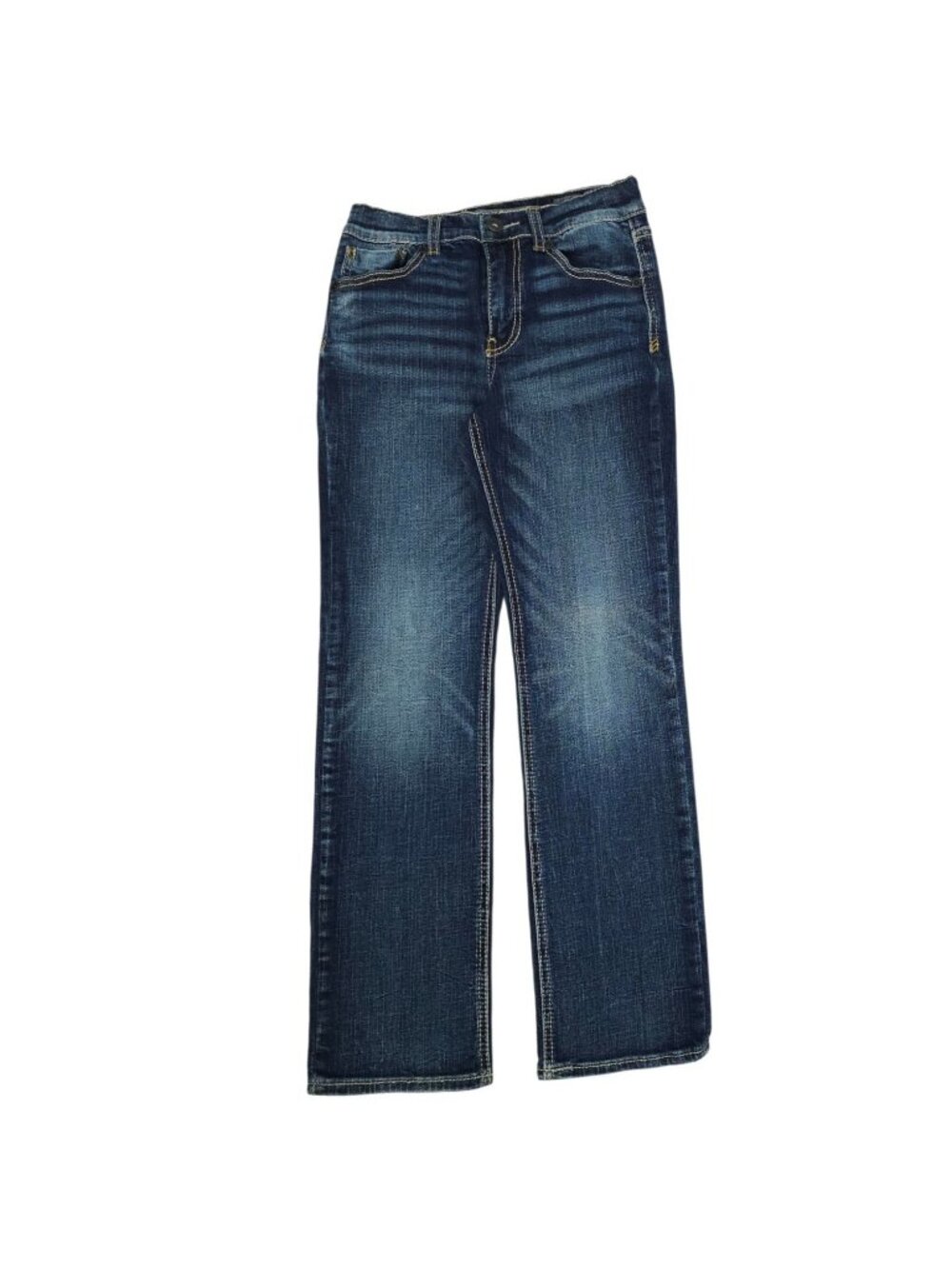 BKE Conner Boys Jeans 14 Straight Adjustable Waist Dark Wash Denim Whiskering